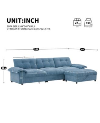L-Shape Sectional Sofa w/ Ottoman, Charging, Cup Holder, Storage