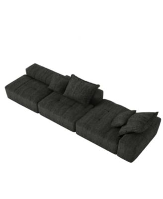 Modern Oversized Chenille Sectional Sofa with Ottoman & Pillows