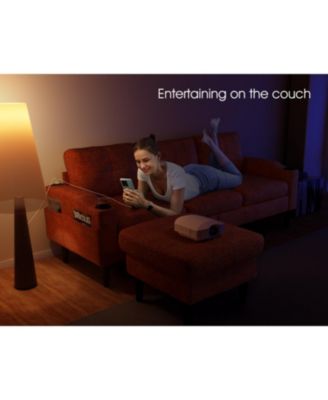 Streamdale Orange Convertible Sofa with Storage & Footstools