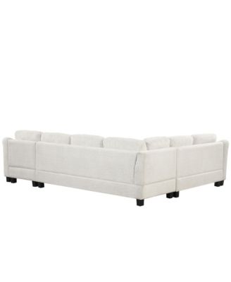 111.8" U-Shaped Chenille Sectional Sofa with Ottoman
