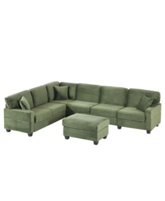 Streamdale U-Shaped Sectional Sofa with Ottoman & Storage - Green