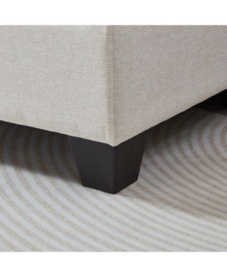 Beige Linen L-Shaped Sectional Sofa with Ottoman