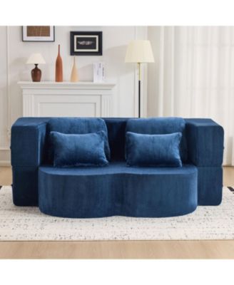 Queen Chenille Foldable Sofa Bed - Convertible Futon Couch