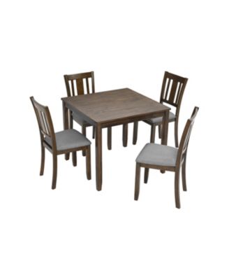 Elegant Walnut 5-Piece Dining Table Set
