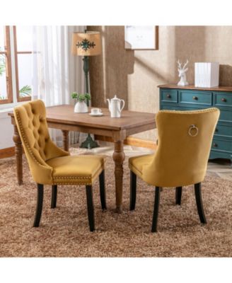  Contemporary Gold Velvet Dining Chairs, Set of 2
