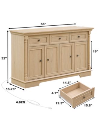  Farmhouse Kitchen Storage Cabinet, Roman Column Coffee Bar/Wine Cooler