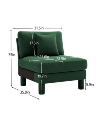 Lucas Armless Sofa W/Pillow Polyester -Green