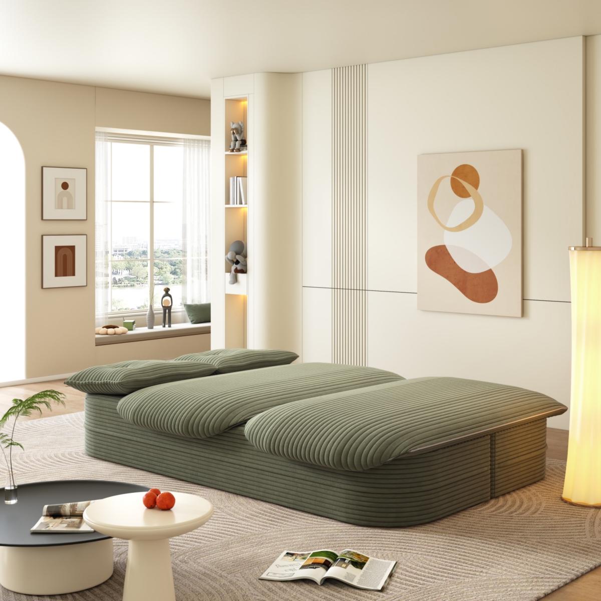 Streamdale Furniture 78.7" Modern Foldable Sofa Bed with Blanket & Pillows