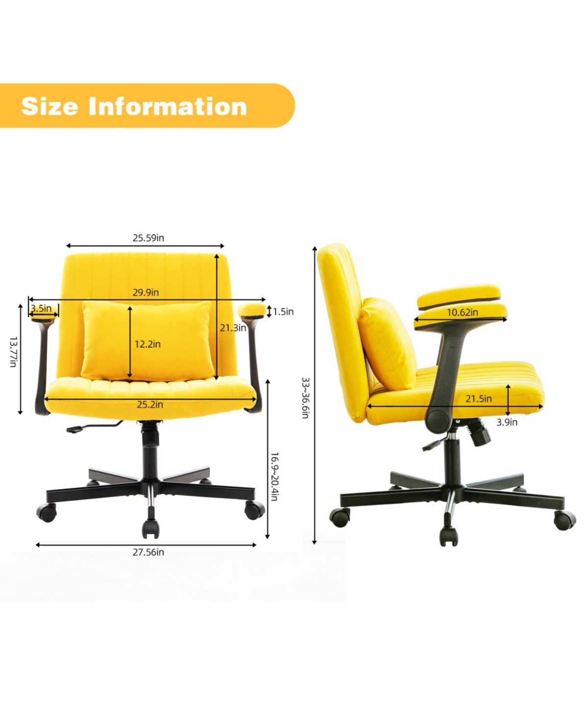 Streamdale Furniture Streamdale Linen Ergonomic Office Chair with Wheels