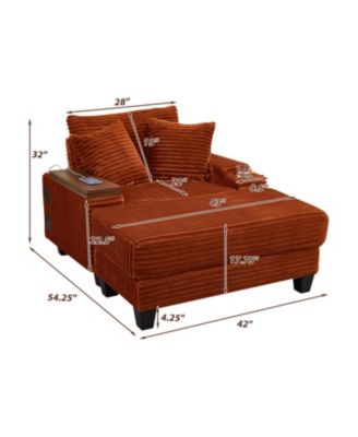 Multifunctional Corduroy Sofa with Hidden Table & Storage