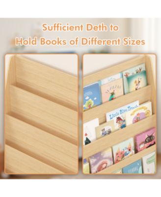 Streamdale 4-Tier Kids Bookshelf, Toddler Book Display, Natural