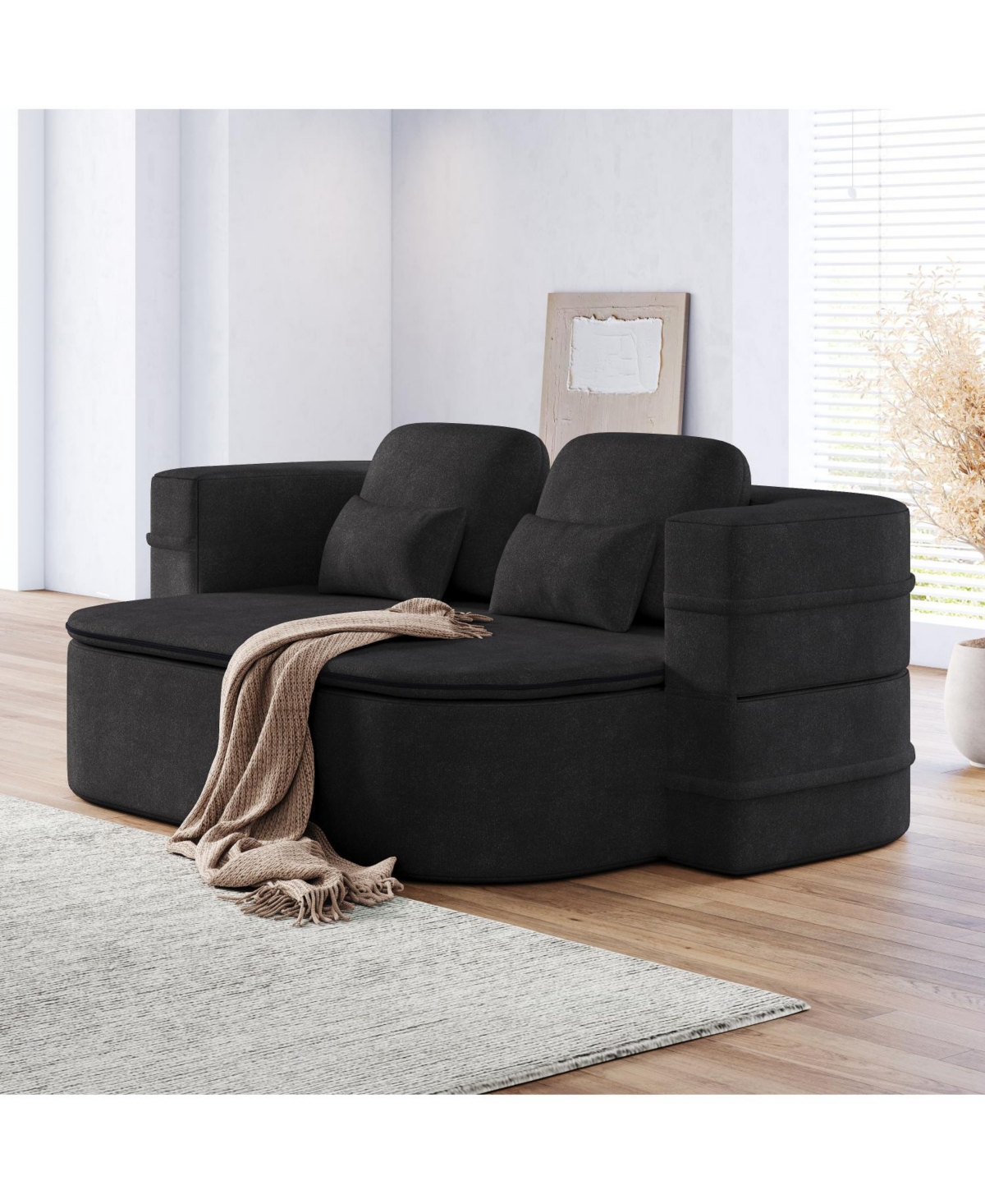 Streamdale Furniture 75" Foldable Sofa Bed with Blanket