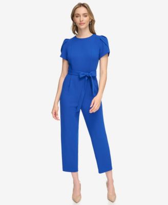 Women's Belted Tulip-Sleeve Jumpsuit