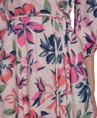 Women's Faux Wrap Midi Dress