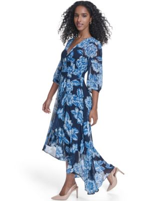 Women's Balloon-Sleeve Faux Wrap Dress