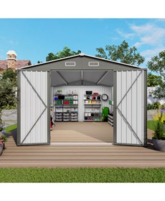 10x14 Metal Storage Shed, Lockable Doors, Window, All-Weather Shelter