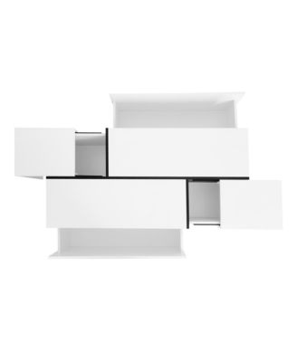 Extendable High-Gloss Coffee Table w/ Storage Drawers