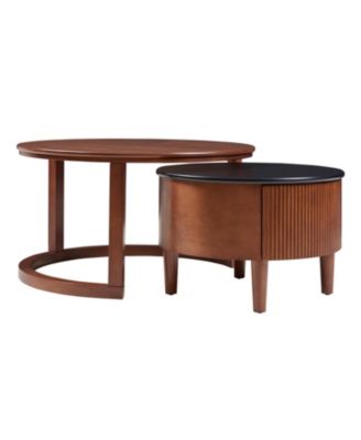Streamdale Vintage Round Nesting Coffee Table Black & Walnut 31.5"