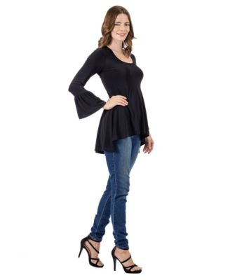 Women's Long Bell Sleeve High Low Tunic Top