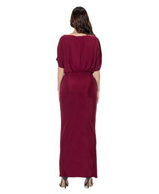 Women's Boat Neck Batwing Sleeve Slit Maxi Dress