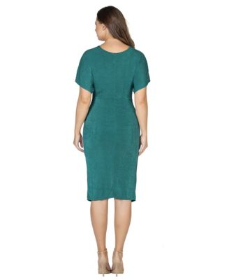 Women's Short Sleeve V-Neck Twist Front Split Hem Dress