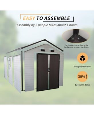 8x14 Resin Storage Shed w/ Windows, Aluminum Frame & Floor
