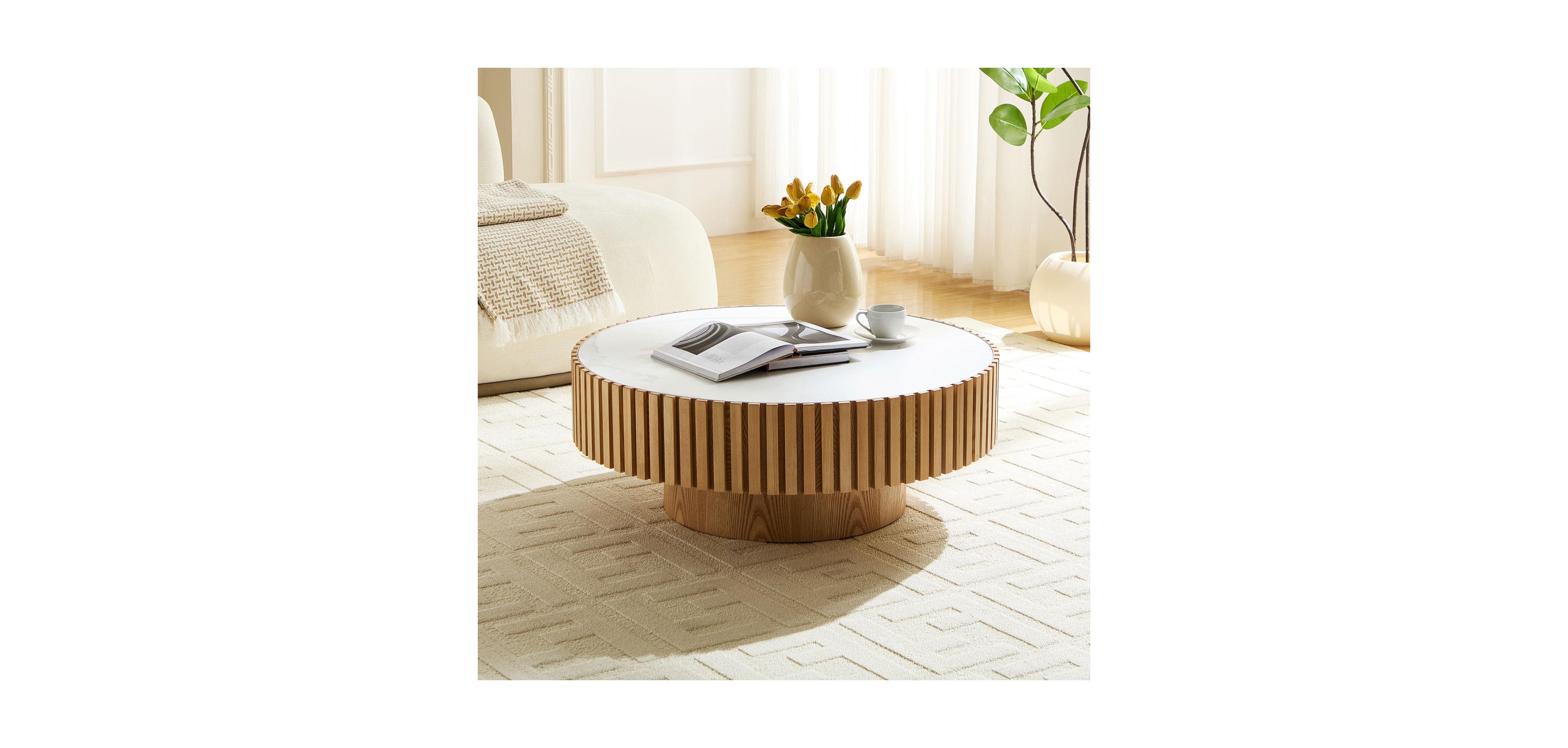 Streamdale Furniture Nesting Round Sintered Stone Coffee Table