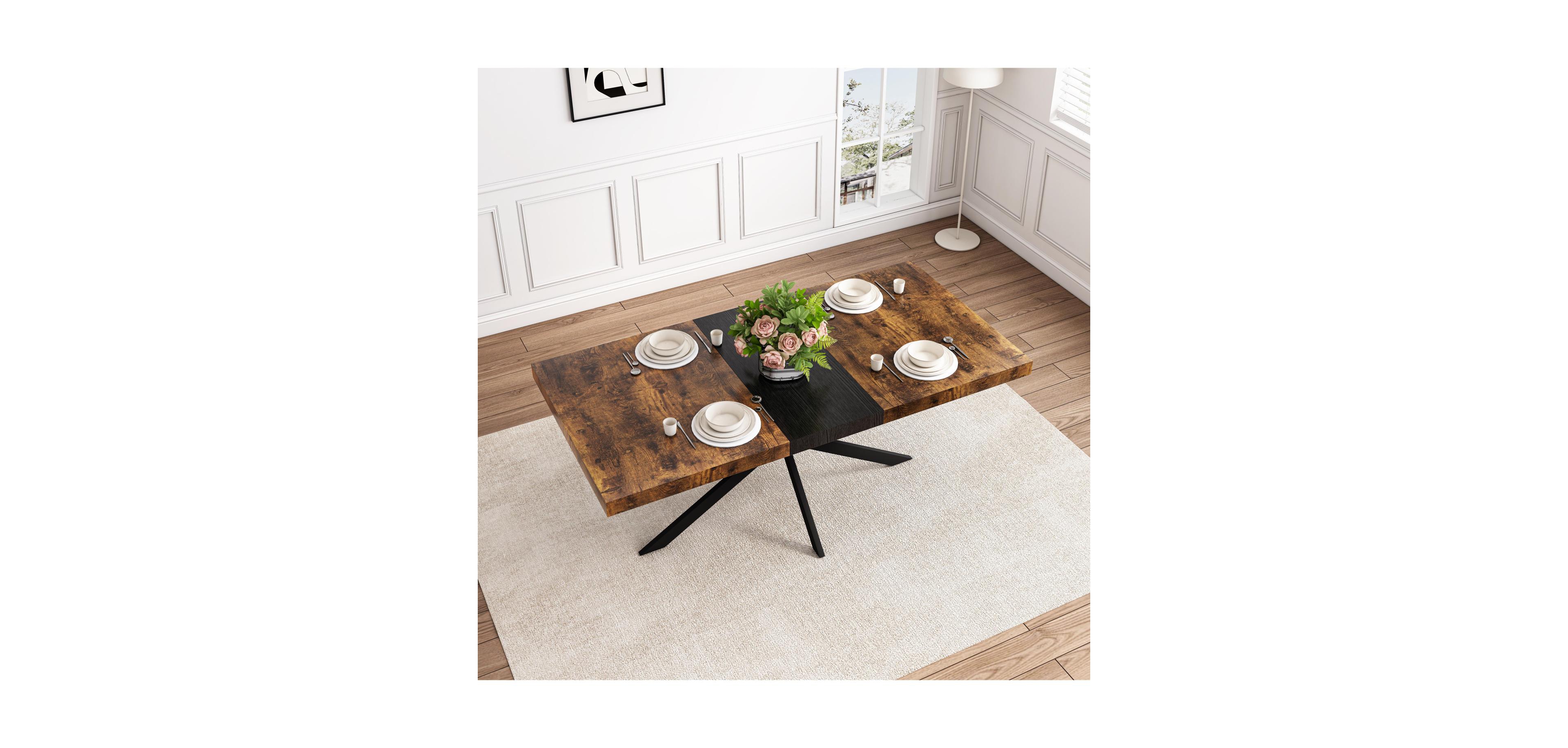 Streamdale Furniture Retro Rectangular Stretch Table Versatile, Stylish, and Space-Saving dining table