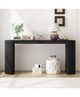 Curved Design Console Table with Unique Vertical Stripe Design, Suitable for Living Room,Study and Entrance