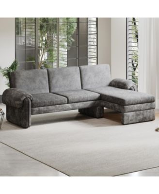 Streamdale 94" Convertible Futon Sofa Bed Chaise & Pillows