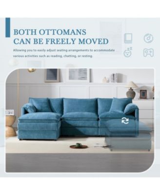 Chenille Modular Sectional Sofa with Ottoman