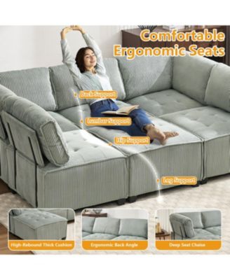 U-Shaped Modular Sectional Sofa with Reversible Chaise