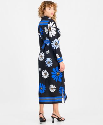 Women's Mixed-Print Tie-Waist Maxi Dress