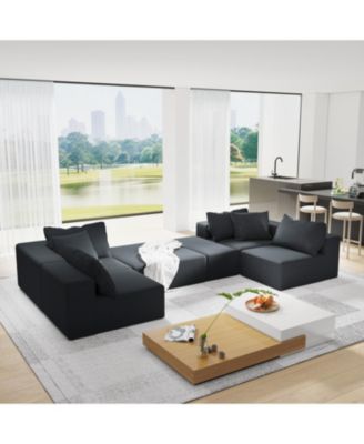  Modern Upholstered Sectional Sofa Couch Set, 132" L-Shaped