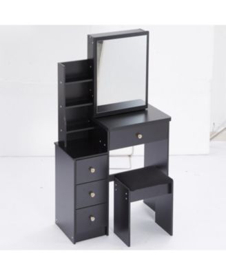  Compact Vanity Set Sliding Mirror, Storage Drawer, Cushioned Stool, EPA/GCC/UL Certified