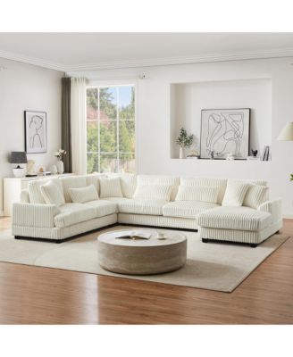 Streamdale 129" U-Shaped Sectional Sofa in Corduroy with Chaise