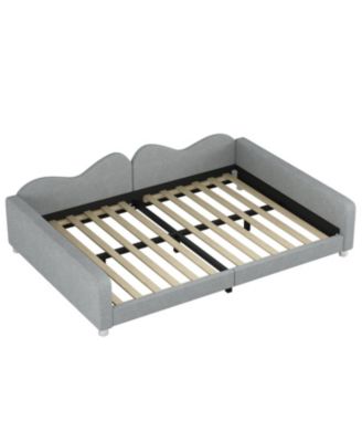 Full size Upholstered Daybed, Sherpa Fabric Sofabed with Cloud-Shaped Backrest, No Box-spring Needed