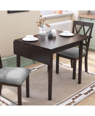  Extendable Dining Table (29"-45") for 4, Folding Kitchen Table with Rubberwood Legs