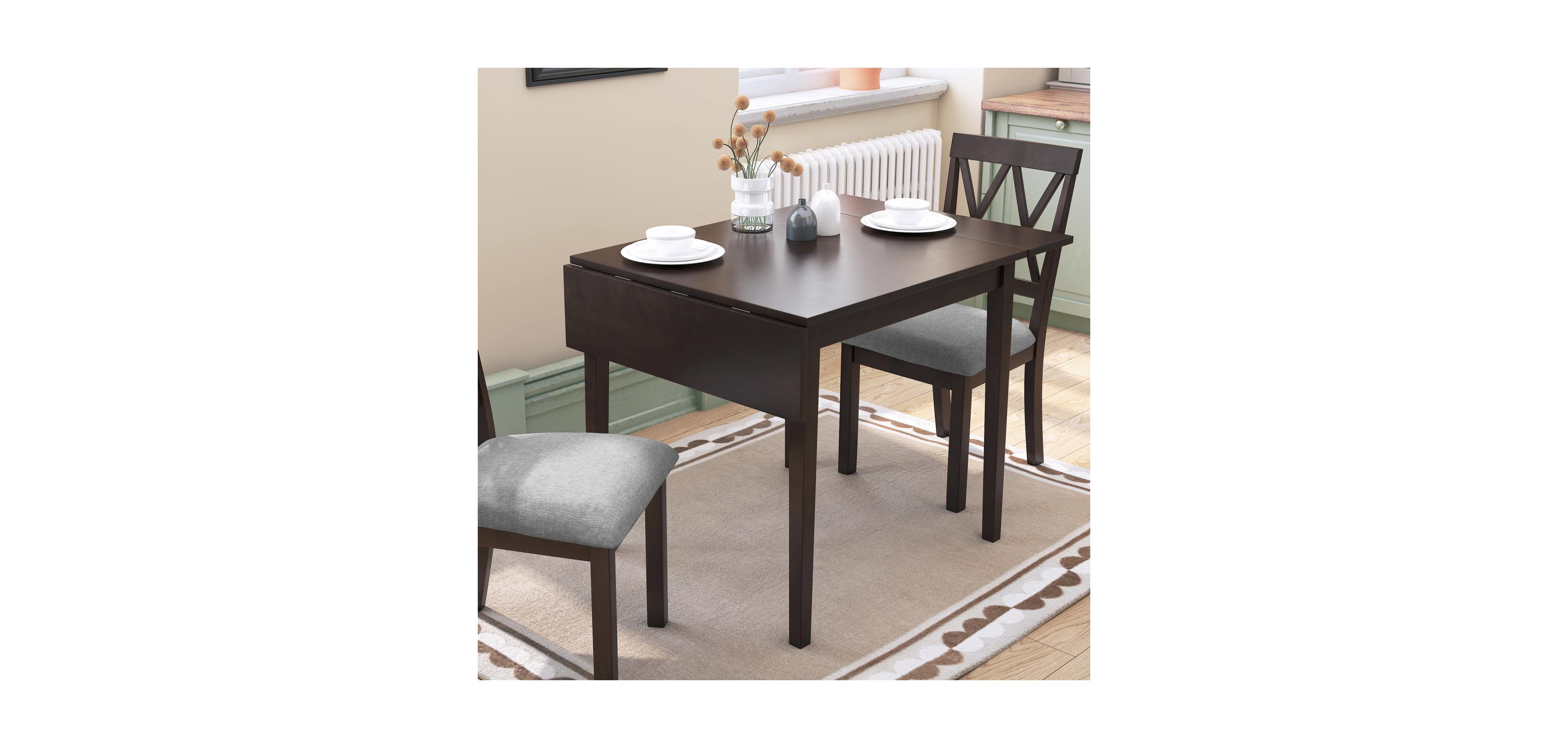 Streamdale Furniture Extendable Dining Table (29"-45") for 4, Folding Kitchen Table with Rubberwood Legs