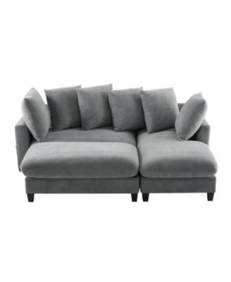 83" Sectional Sofa with Storage Ottoman & Pillows