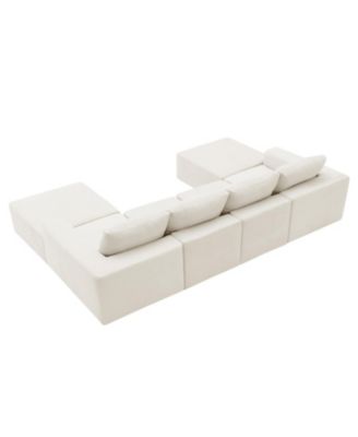 Modular U-Shaped Chenille Sectional Sofa with Ottomans