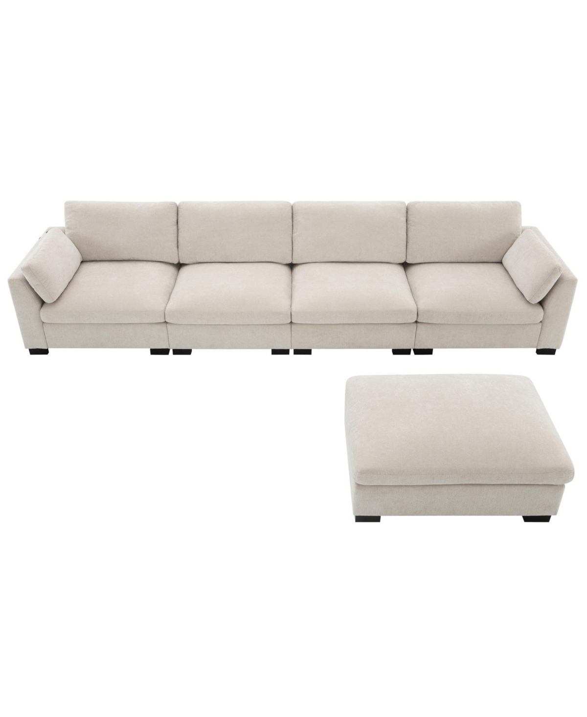 Streamdale Furniture 130" Modular Sectional Sofa with Folding Table & Charging