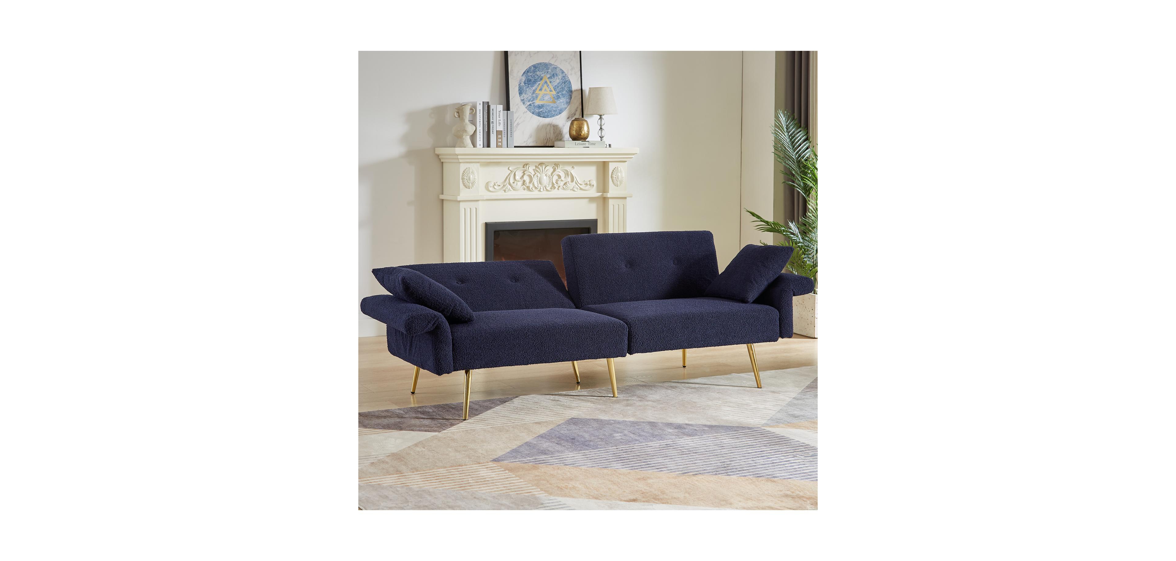 Streamdale Furniture Teddy Upholstered Loveseat Sleeper Sofa - Dark Blue