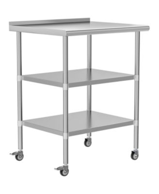 Stainless Steel Work Table 24x36 w/ Shelves & Backsplash