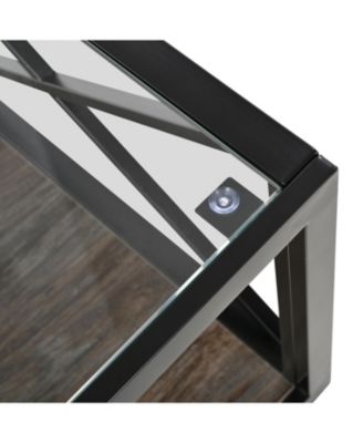 Industrial Glass & Wood Coffee Table