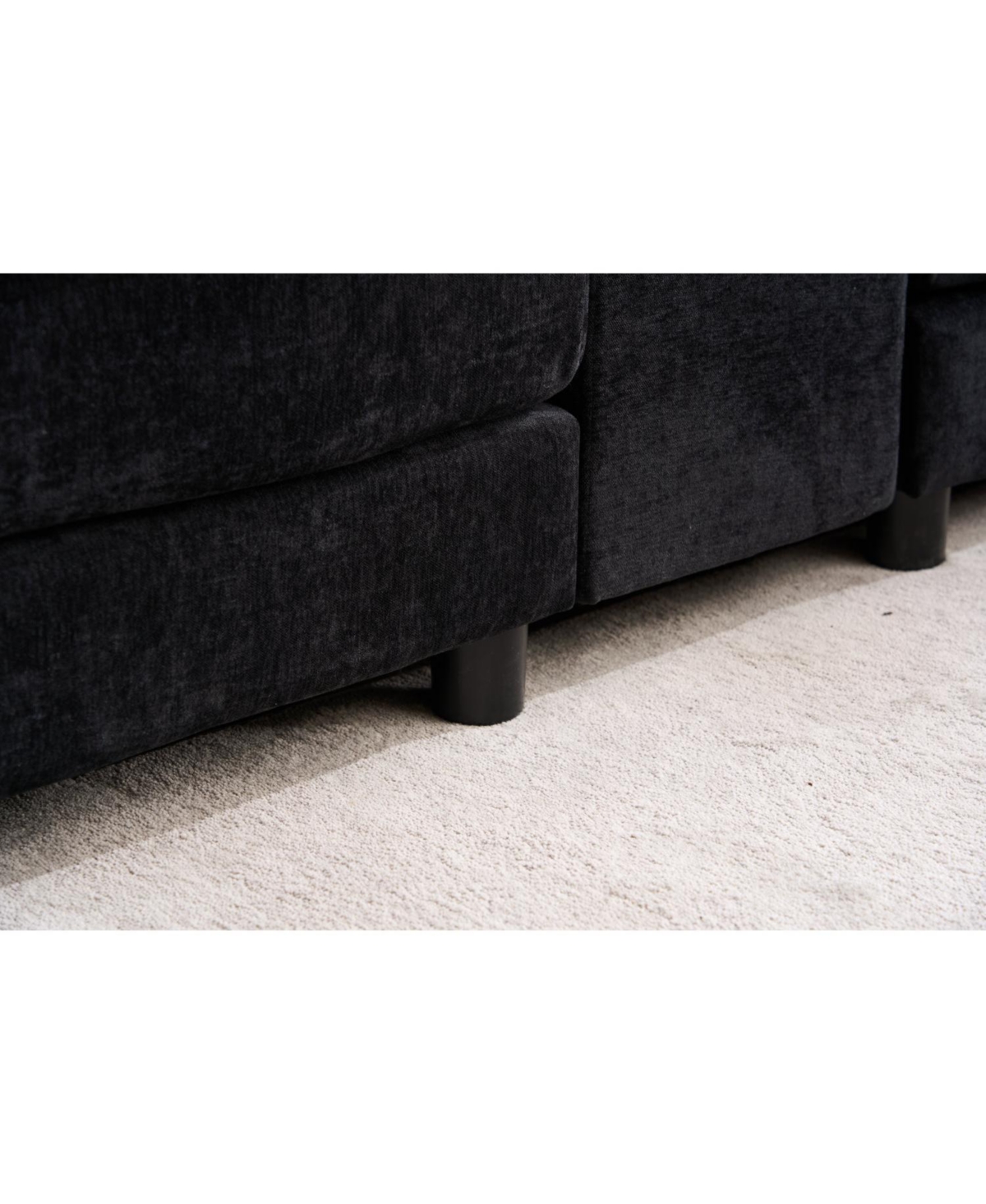 Streamdale Furniture U-Shaped Chenille Sectional Sofa with Coffee Table (White)