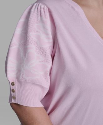 Plus Size Floral Printed Sleeve Sweater