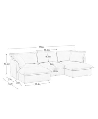 Slipcovered U Shape Sectional Sofa with Pillows