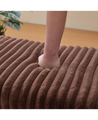 Upholstered Ottoman Coffee Table with Storage Shelf - Brown