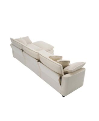 Corduroy Sectional Sofa with Ottoman